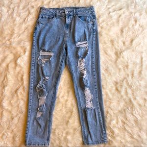 Wild Fable High Rise Distressed Light Wash Mom Jeans Womens Size Small